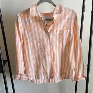 Lola River Orange and White Striped Button Up Shirt